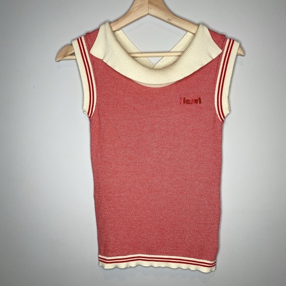 RARE Diesel Red Sleeveless Top w/ Front Neck Fold - Picture 4 of 10